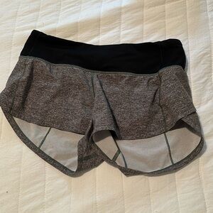 lululemon grey speed up shorts size 2